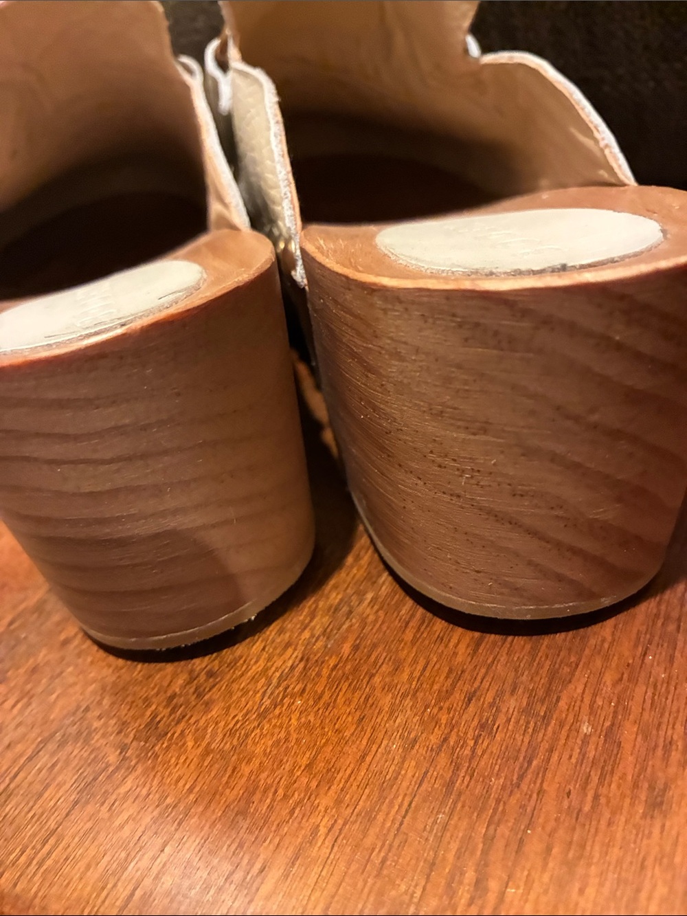 Boden Cream Leather Studded Clog Mule with Gold Buckle - Picture 7 of 7